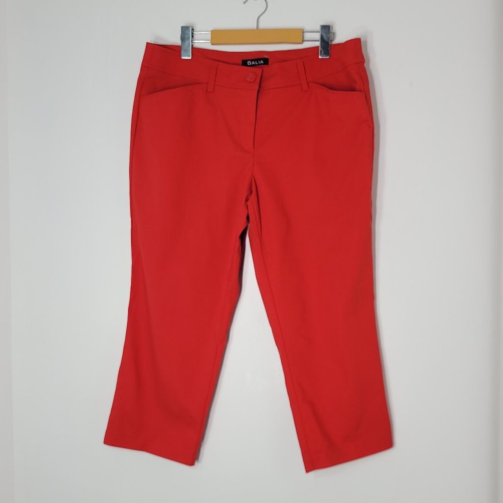Dalia Red Women's High Rise Wide Leg Cropped Dress Pants With Pockets Size 12